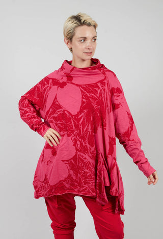 Longline Top with Feature Pocket in Rose Print - 3640502