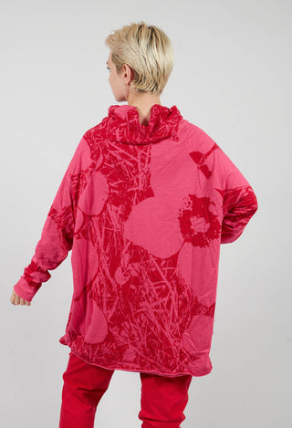 Longline Top with Feature Pocket in Rose Print - 3640502
