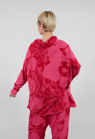 Longline Top with Feature Pocket in Rose Print - 3640502