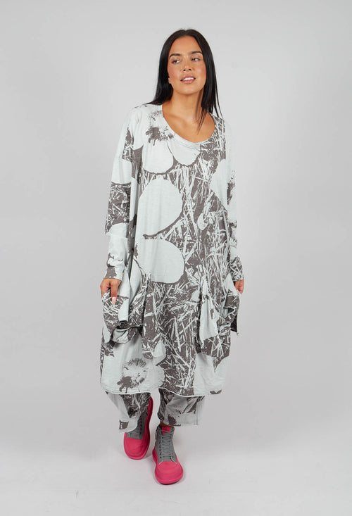 Jersey Dress with Feature Pocket in Dark Grey Print - 3640903