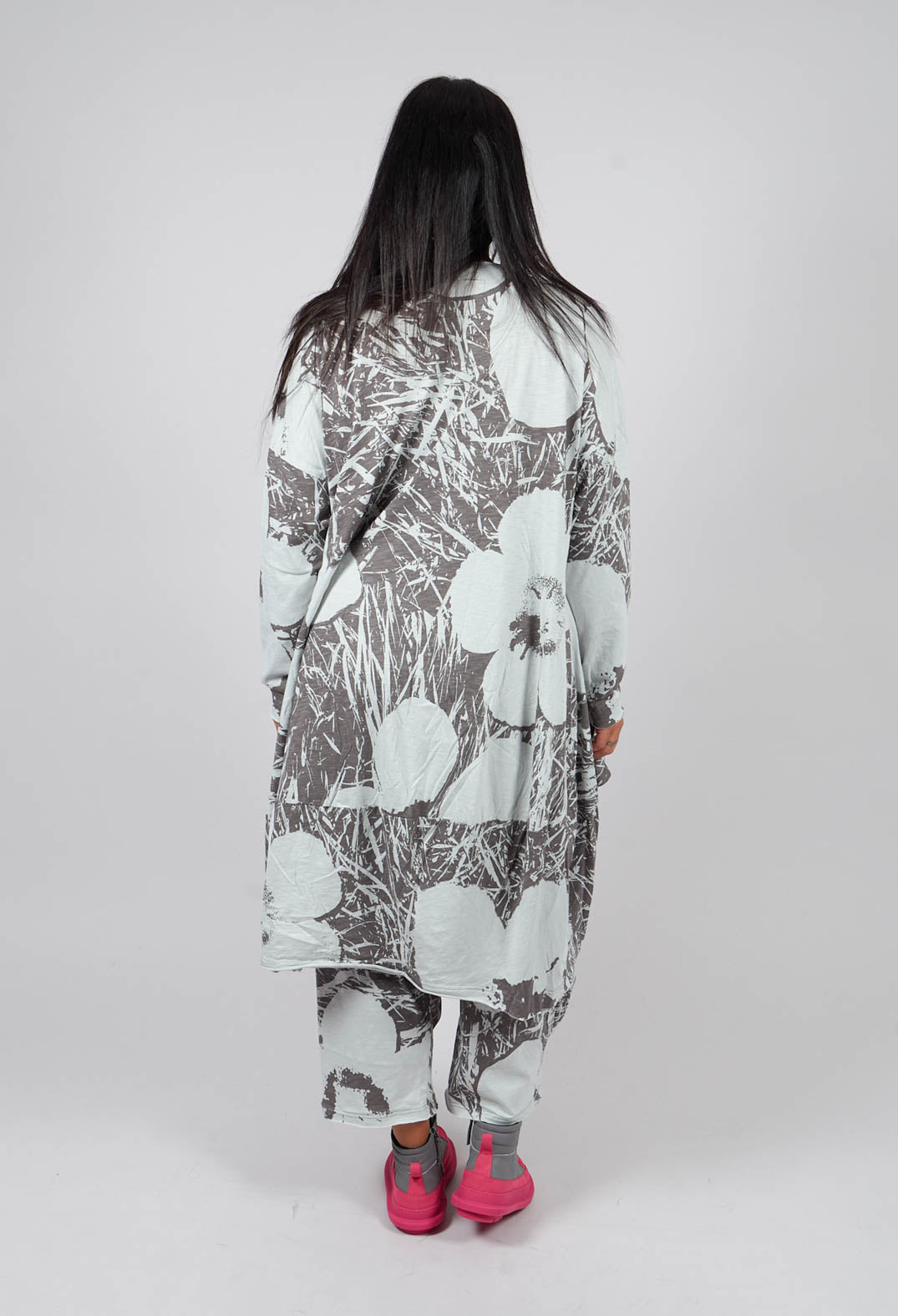 Jersey Dress with Feature Pocket in Dark Grey Print - 3640903