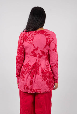 Long Sleeve T-Shirt with Flared Hem in Rose Print - 3640506
