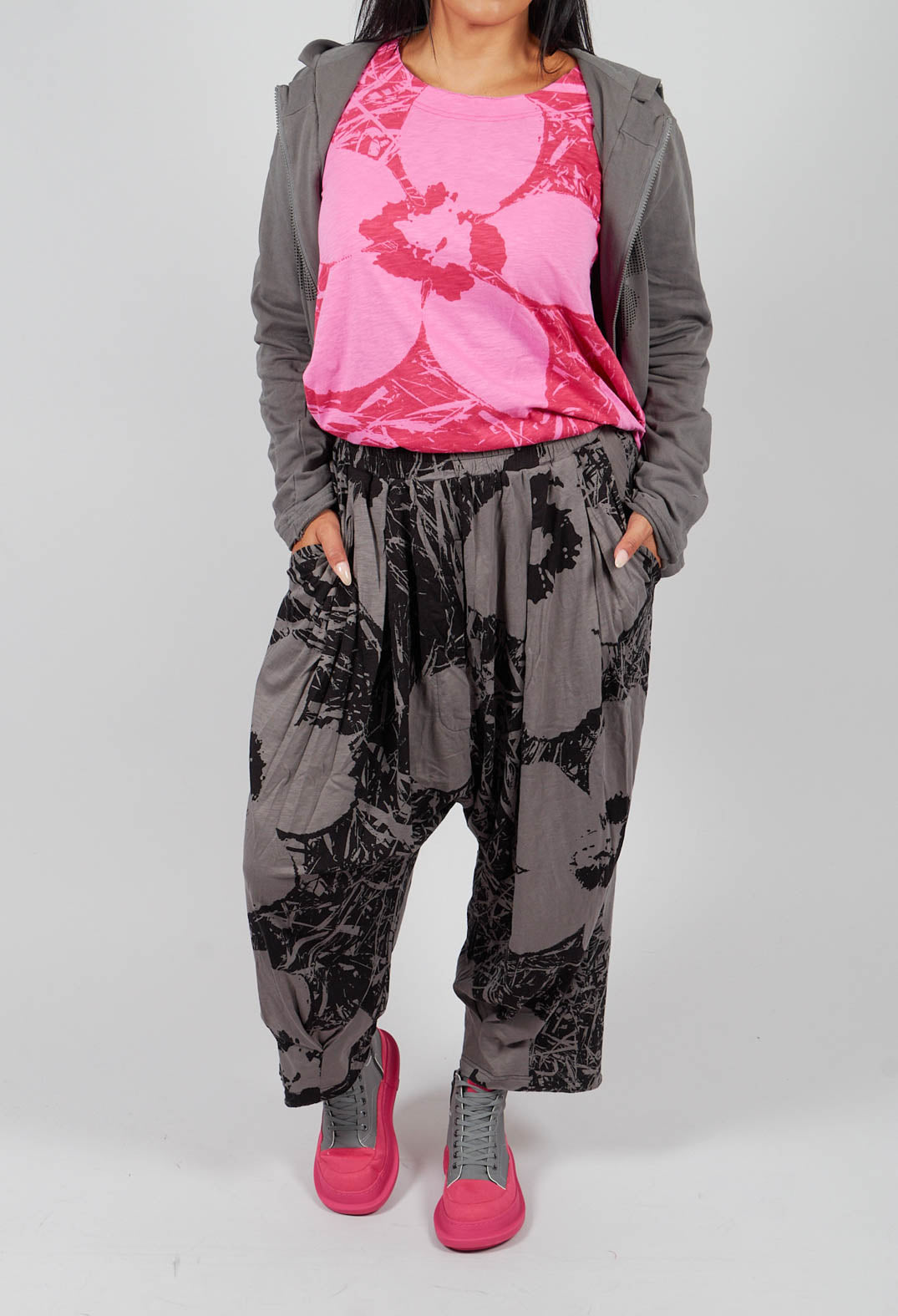 Jersey Balloon Trousers in Black Print - 3640108