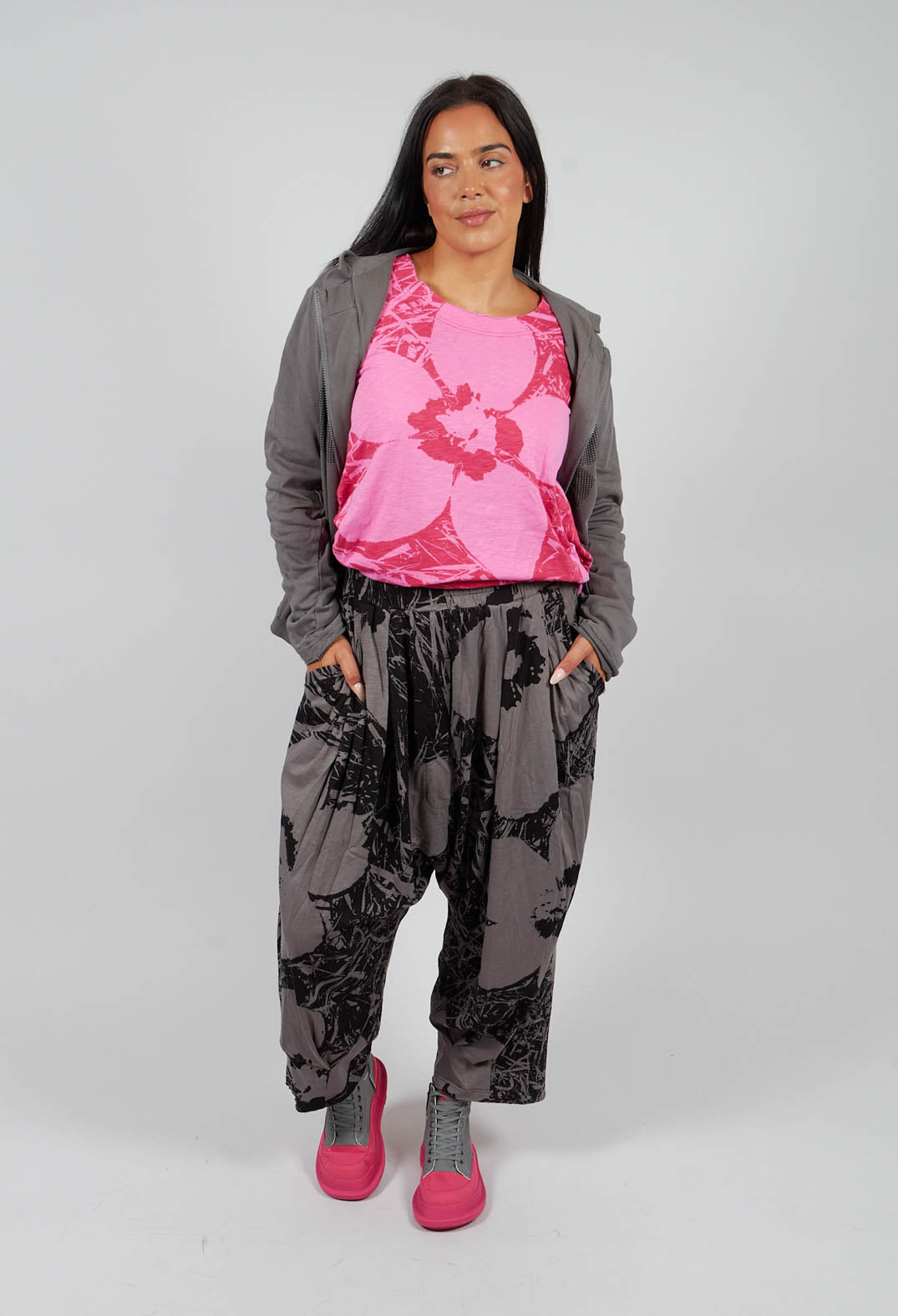 Jersey Balloon Trousers in Black Print - 3640108