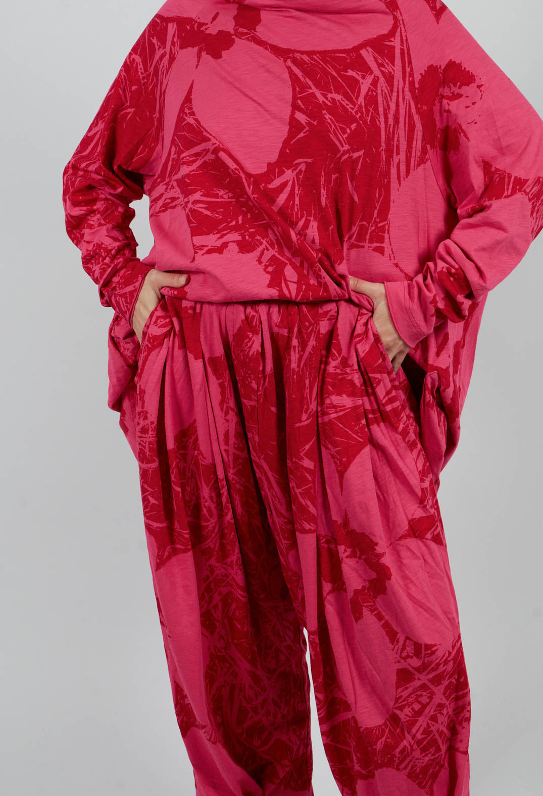 Jersey Balloon Trousers in Rose Print - 3640108
