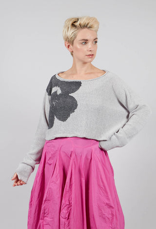 Cropped Jumper in Light Grey with Dark Greyflock - 3720705