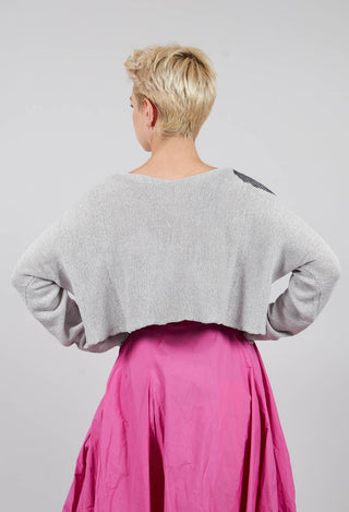Cropped Jumper in Light Grey with Dark Greyflock - 3720705