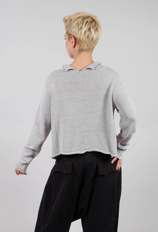 Short Motif Cardigan in Light Grey with Dark Greyflock - 3727106
