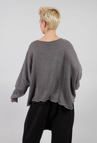 Round Neck Cardigan in Dark Grey with Blackflock - 3727107