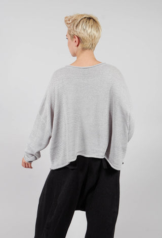 Round Neck Cardigan in Light Grey with Dark Greyflock - 3727107