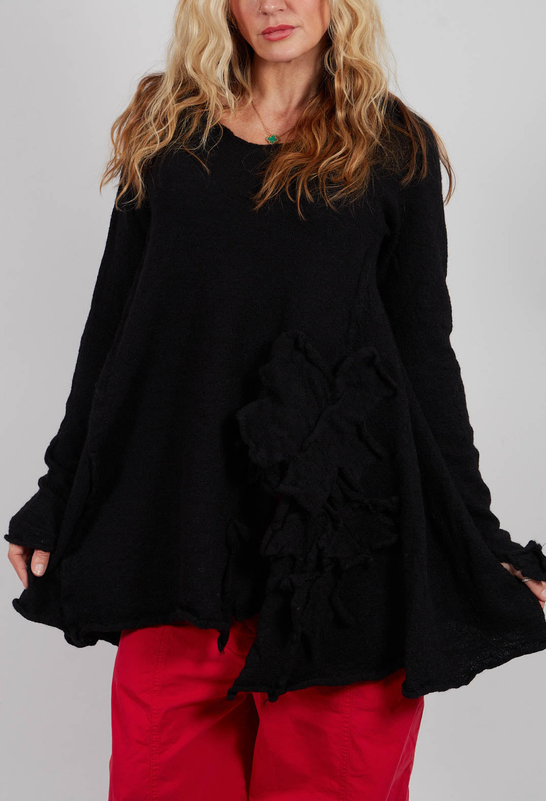 Jumper with Fabric Embellishment in Black - 3890705