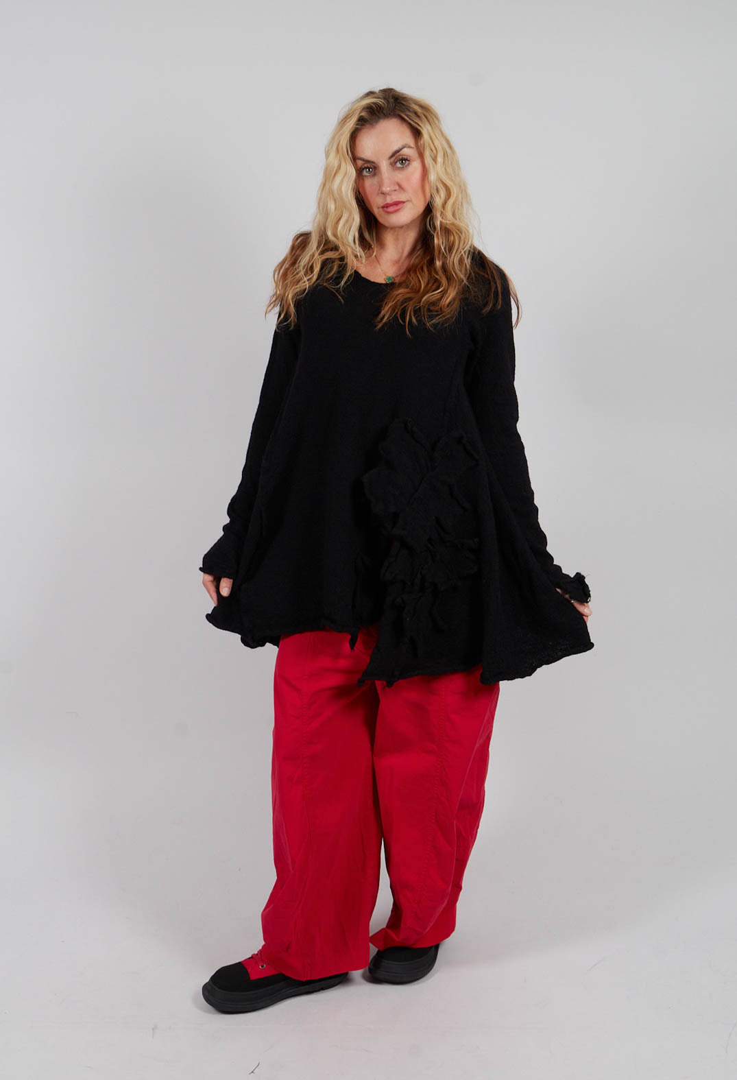 Jumper with Fabric Embellishment in Black - 3890705