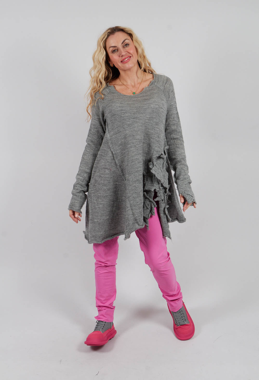 Jumper with Fabric Embellishment in Dark Grey - 3890705