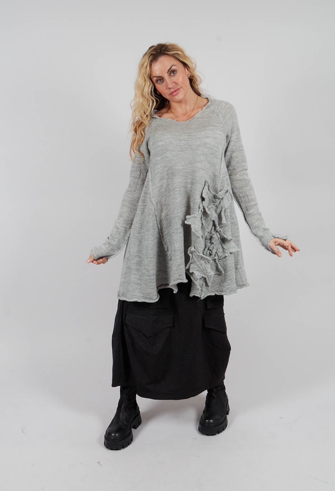 Jumper with Fabric Embellishment in Light Grey - 3890705