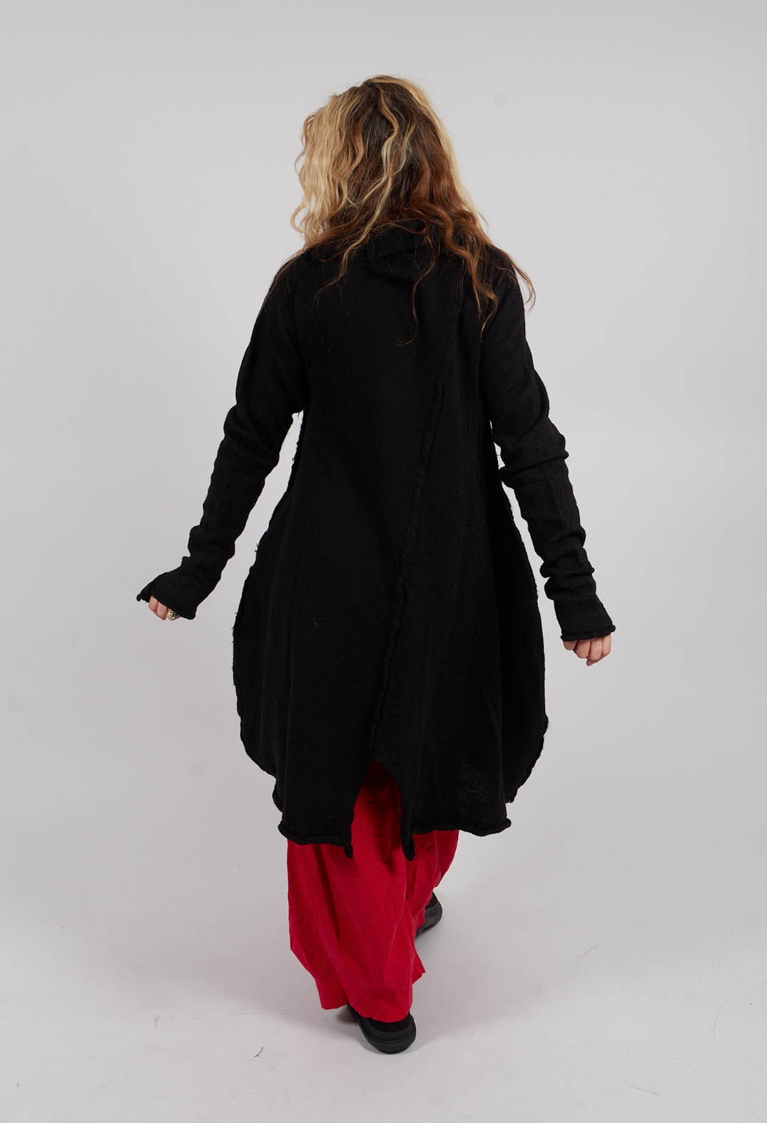 Knitted Dress with Fabric Embellishment in Black - 3897007