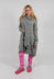 Knitted Dress with Fabric Embellishment in Dark Grey - 3897007