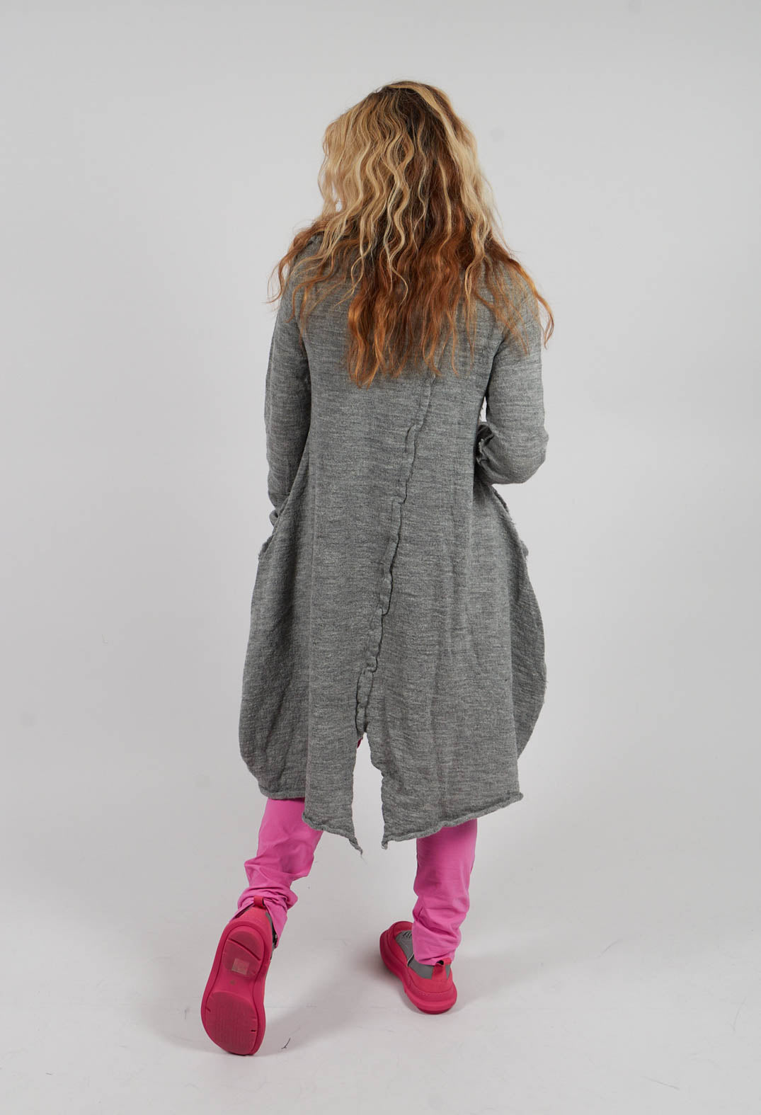Knitted Dress with Fabric Embellishment in Dark Grey - 3897007