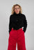Cropped Cardigan with Fabric Embellishment in Black - 3897108