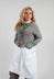 Cropped Cardigan with Fabric Embellishment in Dark Grey - 3897108