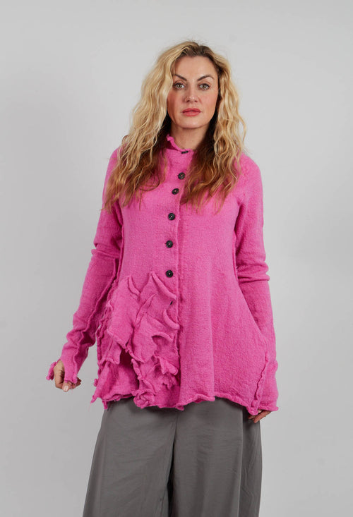 High Neck Cardigan with Fabric Embellishment in Lily - 3897109