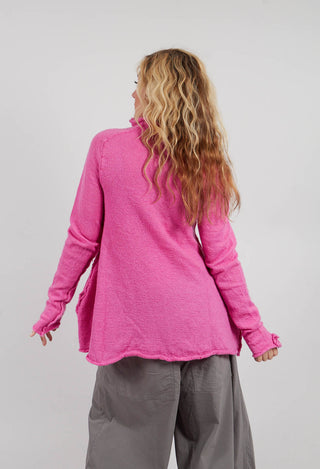 High Neck Cardigan with Fabric Embellishment in Lily - 3897109