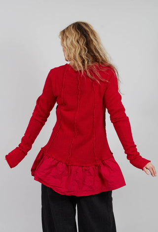 Dual Fabric Jumper with Exposed Seams in Rose - 3890714