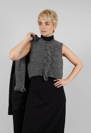 Cropped Sleeveless Cardigan in Dark Grey