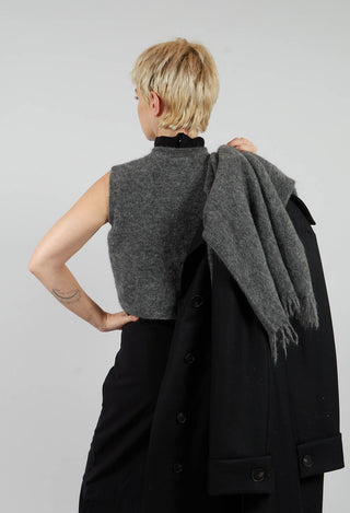 Cropped Sleeveless Cardigan in Dark Grey