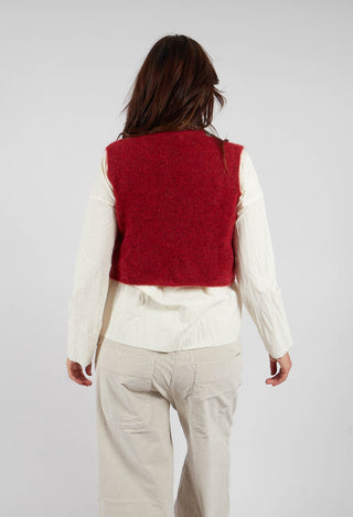 Cropped Sleeveless Cardigan in Scarlett Red