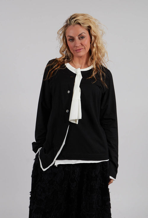 Neck Tie Cardigan in Black