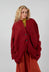Relaxed Collarless Jacket in Red