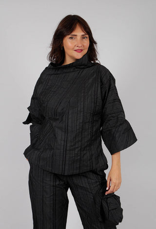 Top with Fabric Rose in Black
