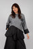 Dual Fabric Top with Embellishment in Grey