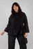 High Neck Dual Fabric Top in Black