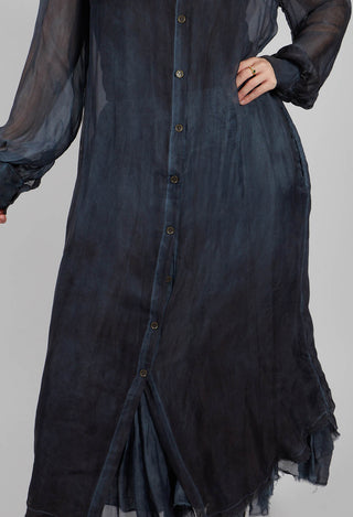 Button Through Dress in Midnight Blue