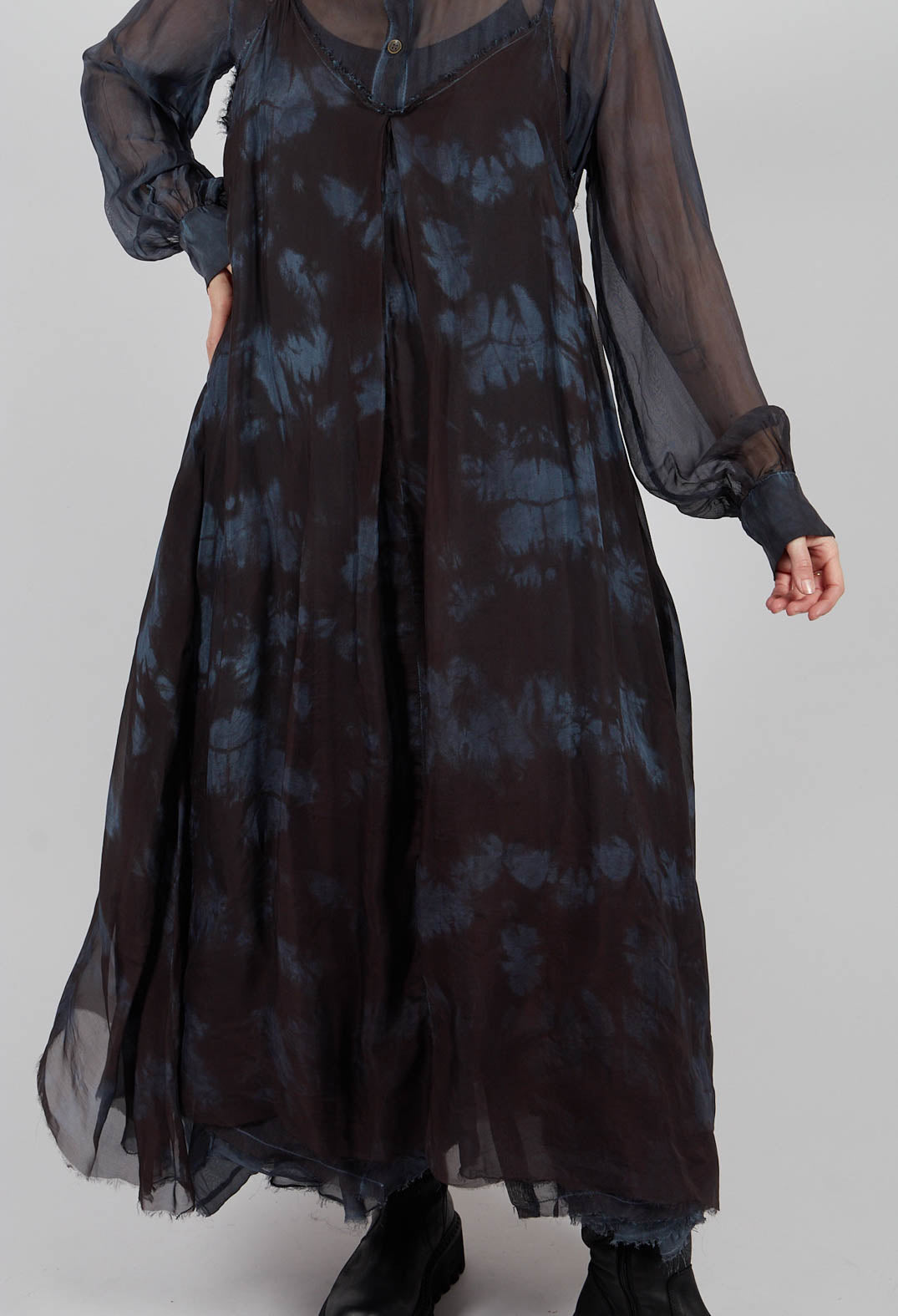 Cropped Jumpsuit in Midnight Blue Print