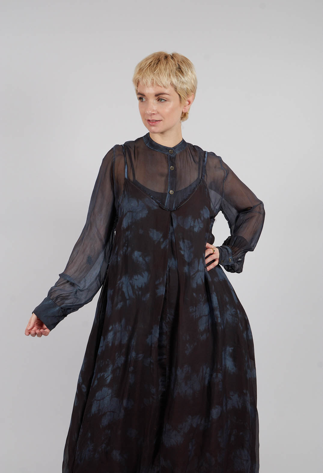 Cropped Jumpsuit in Midnight Blue Print