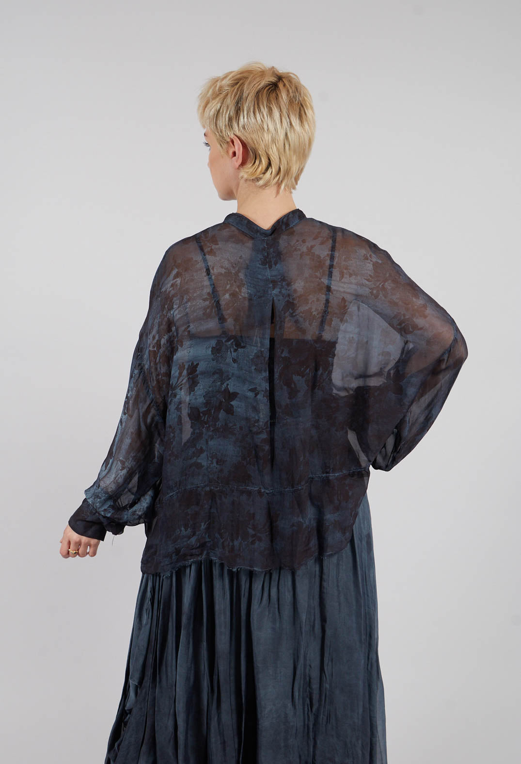 Boxy Shirt in Midnight Blue Print