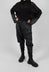 Drop Crotch Trousers with Cuffs in Laminated Black