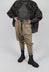Drop Crotch Trousers with Cuffs in Laminated Brown