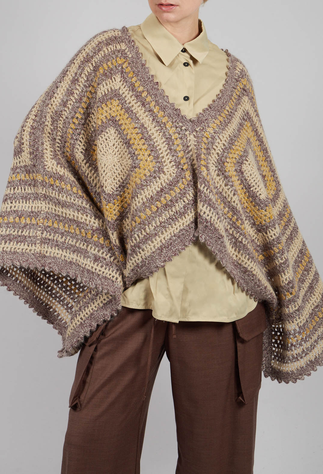 Dicy Poncho in Purple and Yellow