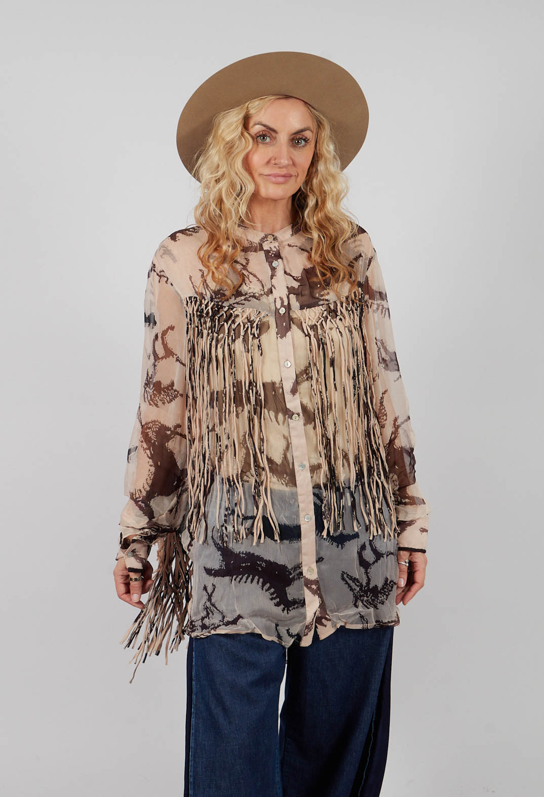 Faustina Shirt in Beige and Brown