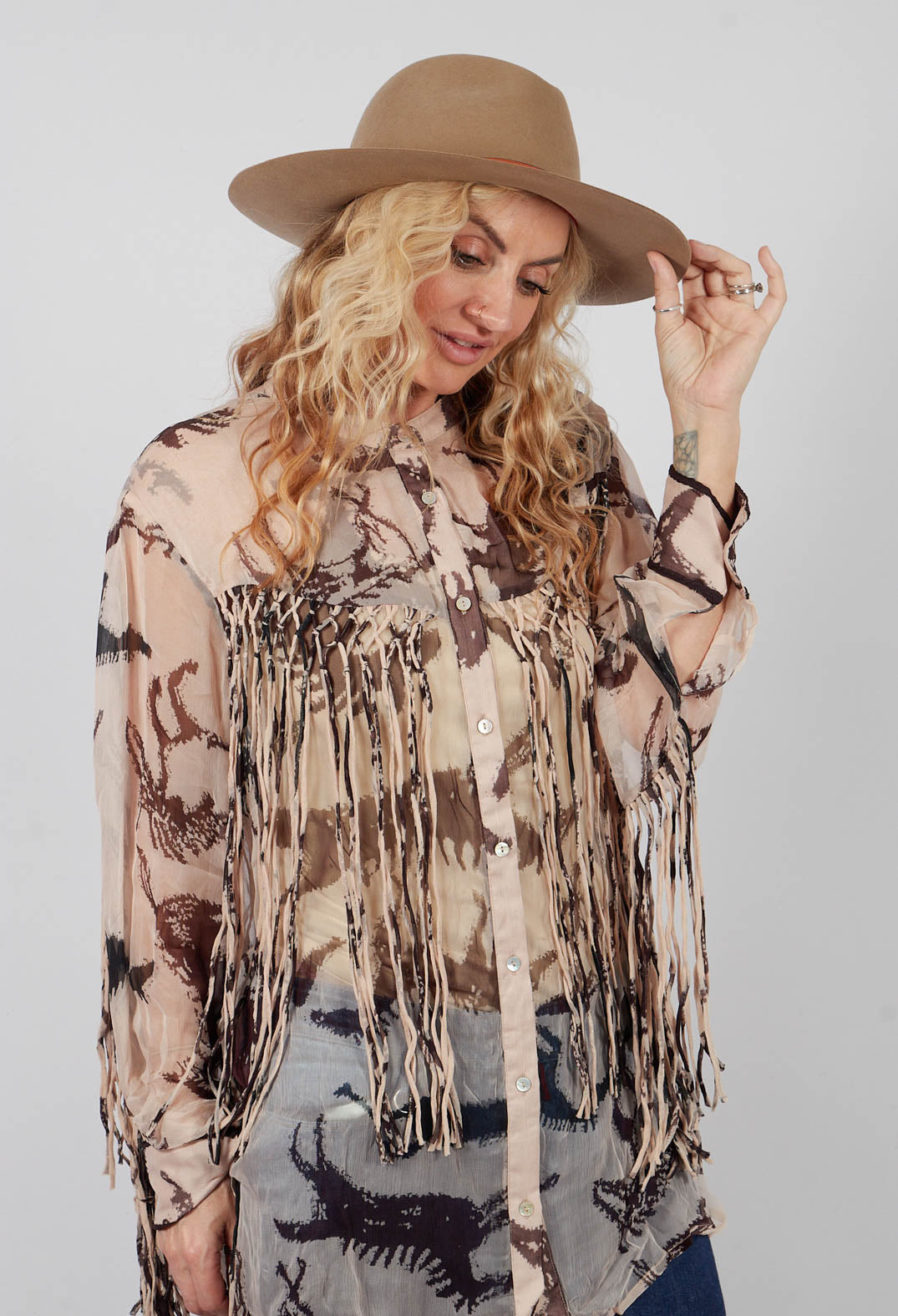 Faustina Shirt in Beige and Brown