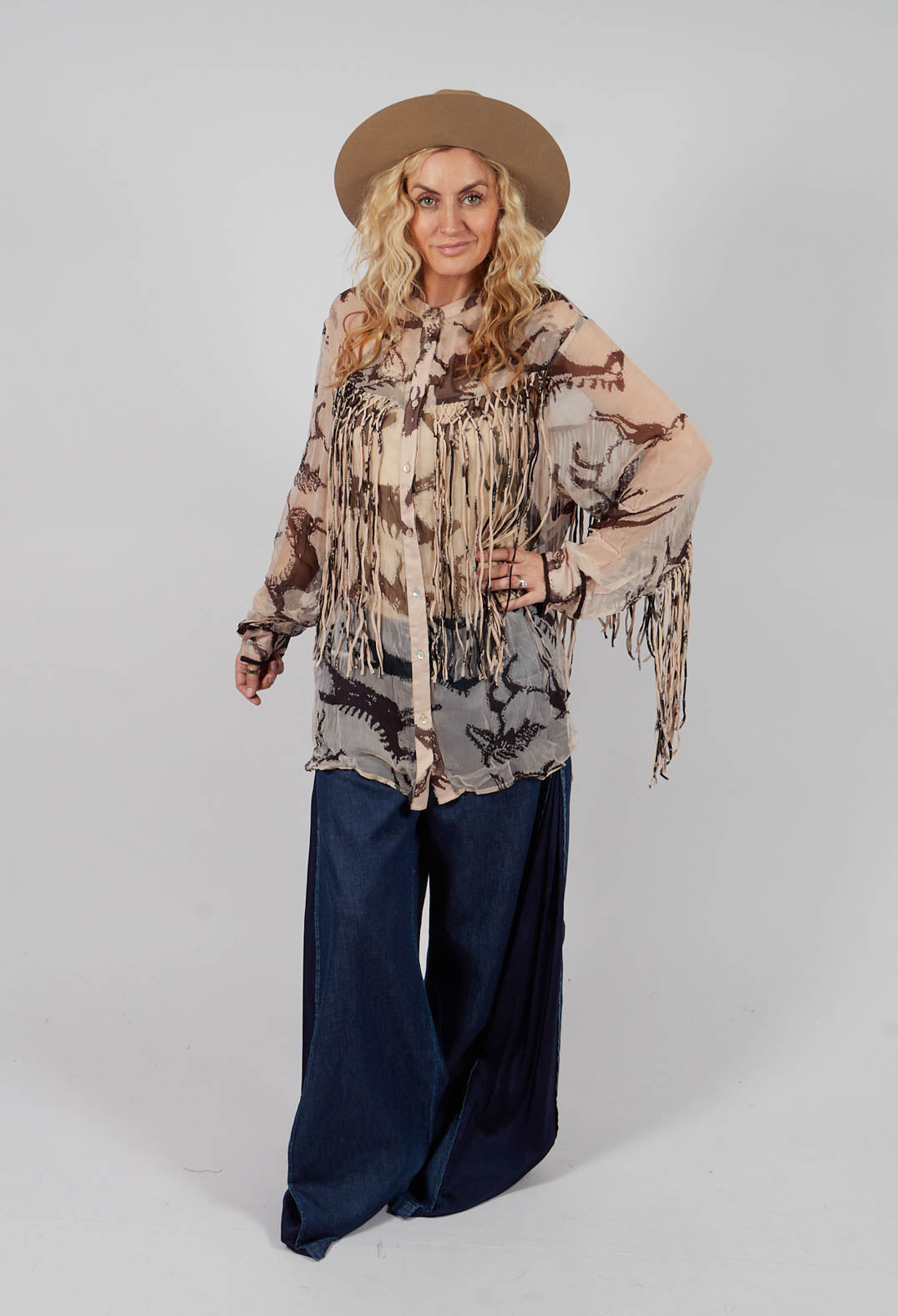 Faustina Shirt in Beige and Brown