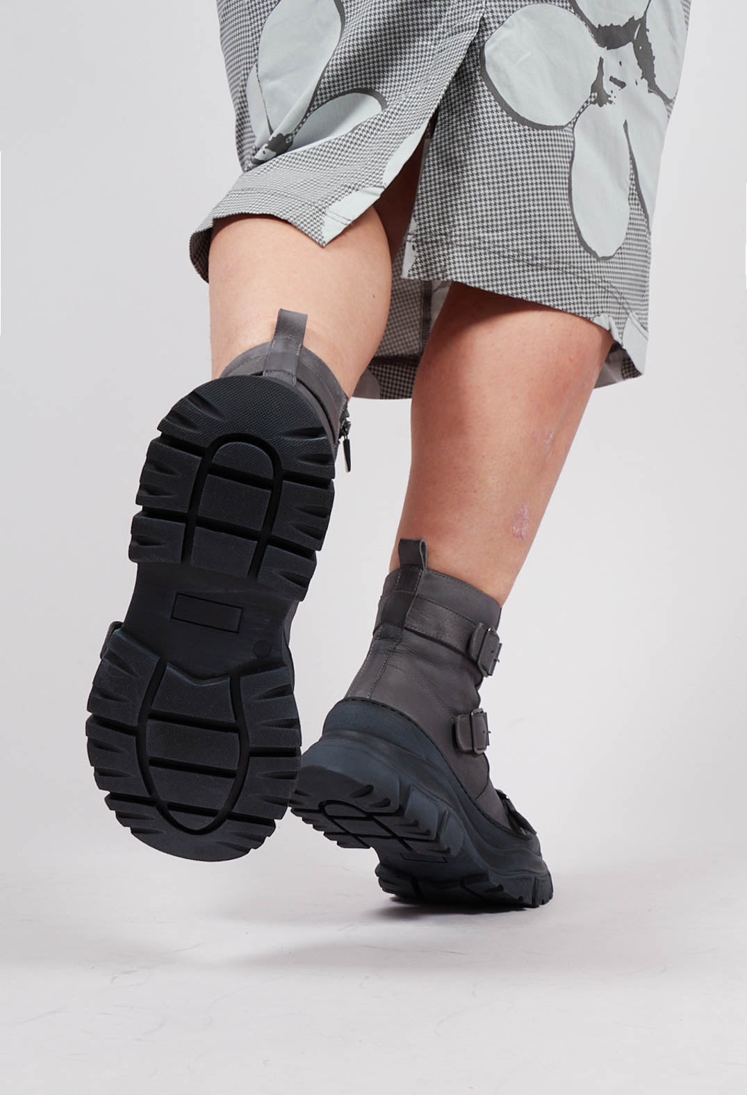 Buckle Detail Ankle Boots in Gasoline Inky Blu