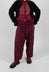 Botvi Linen Check Trousers in Dark Plum