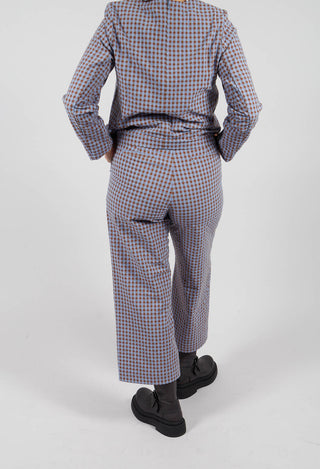 Ryo Check Trousers in Large Camel and Blue