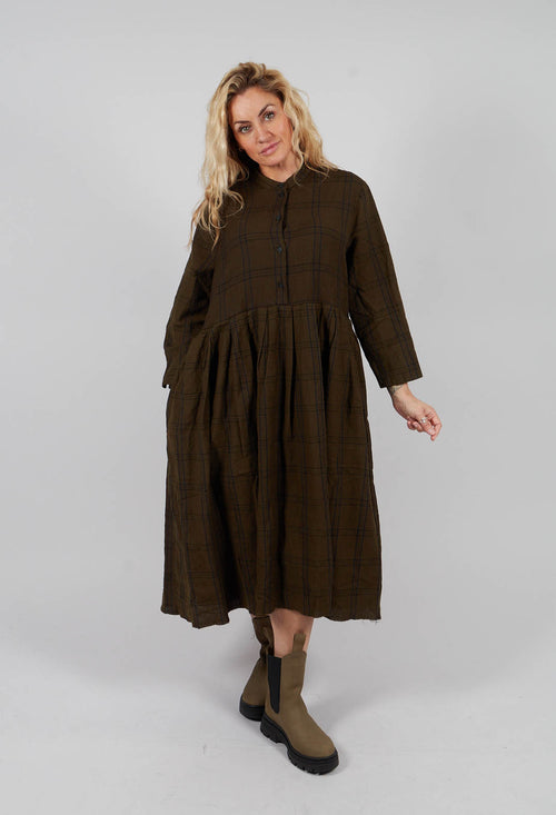 Button Up Dress in Nut Brown