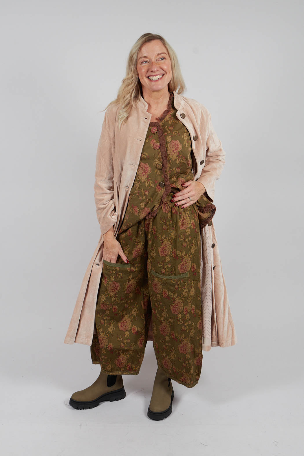 Gus Trousers in Popeline Mousse Fleure