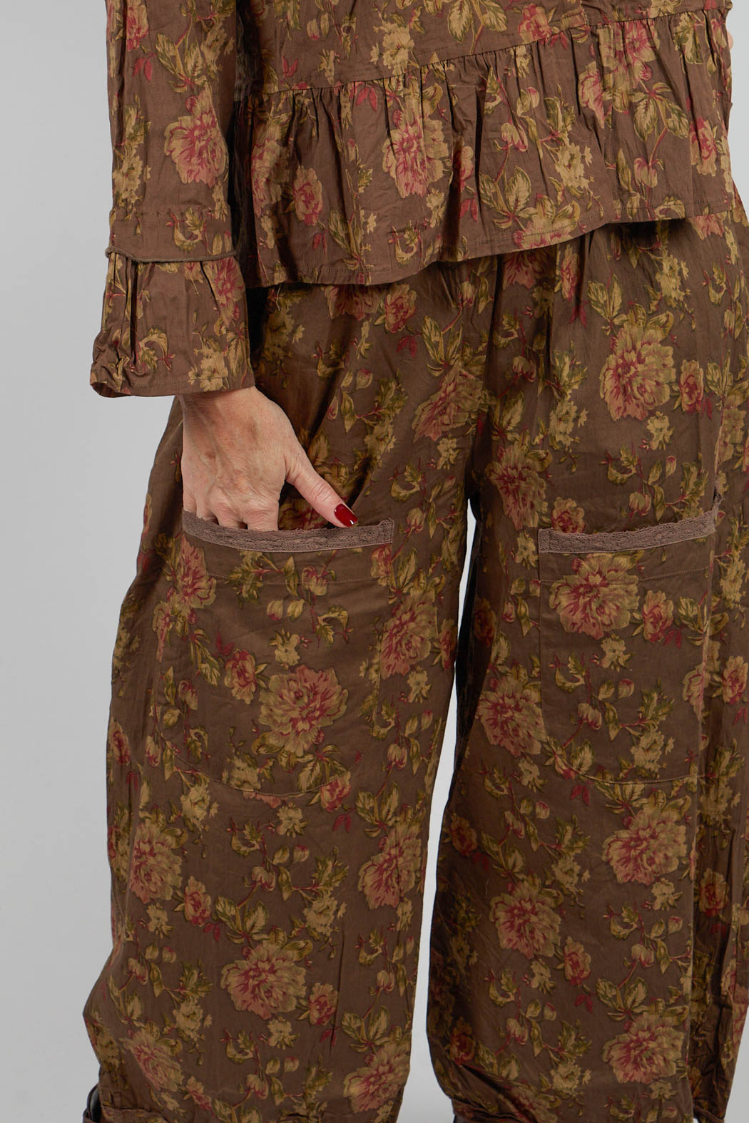 Gus Trousers in Popeline Havane Fleure